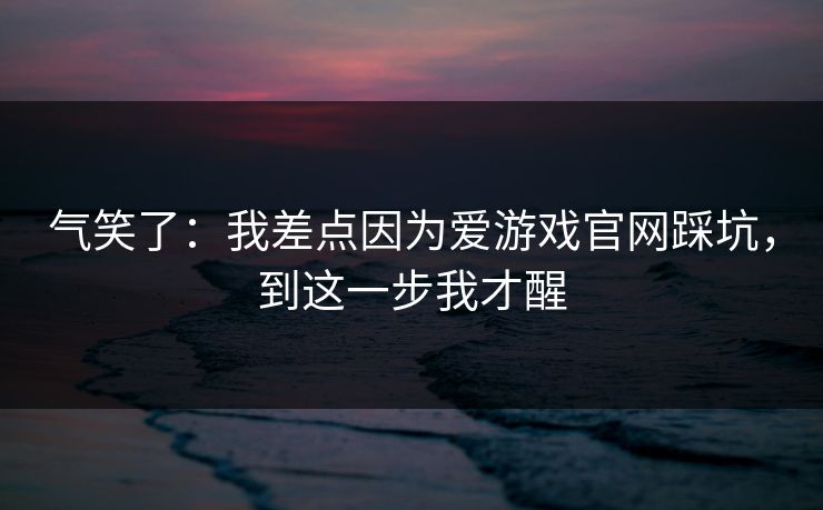 气笑了：我差点因为爱游戏官网踩坑，到这一步我才醒