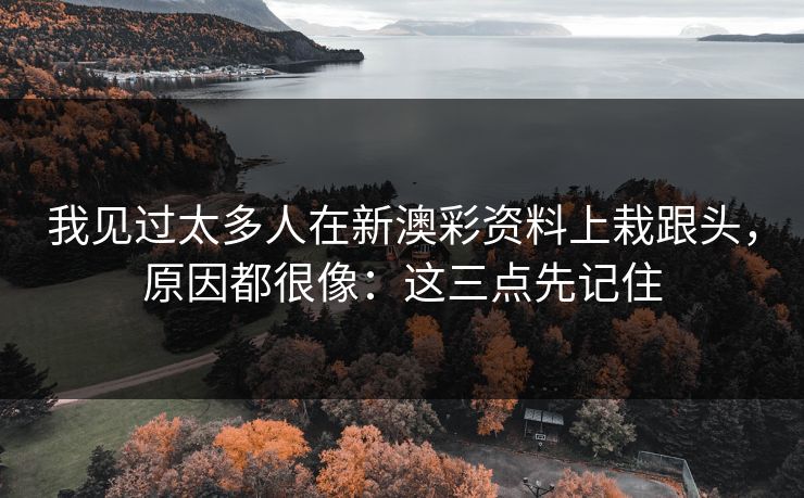 我见过太多人在新澳彩资料上栽跟头，原因都很像：这三点先记住