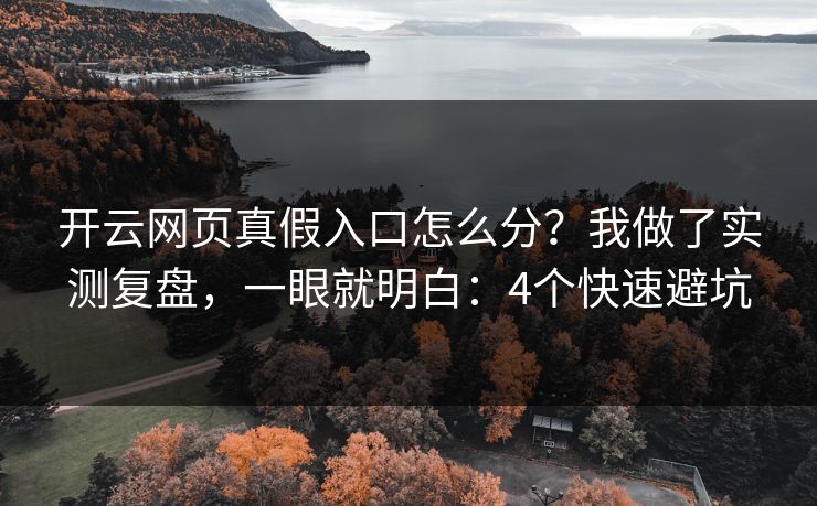 开云网页真假入口怎么分？我做了实测复盘，一眼就明白：4个快速避坑