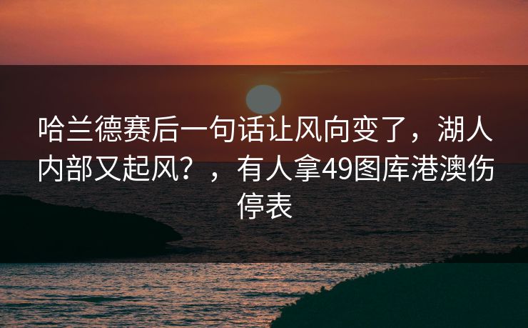 哈兰德赛后一句话让风向变了，湖人内部又起风？，有人拿49图库港澳伤停表