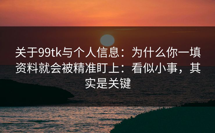 关于99tk与个人信息：为什么你一填资料就会被精准盯上：看似小事，其实是关键